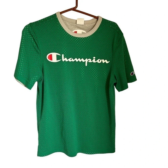 Champion Vintage Reversible Mesh Tee size Small Kelly green logo - Picture 1 of 7